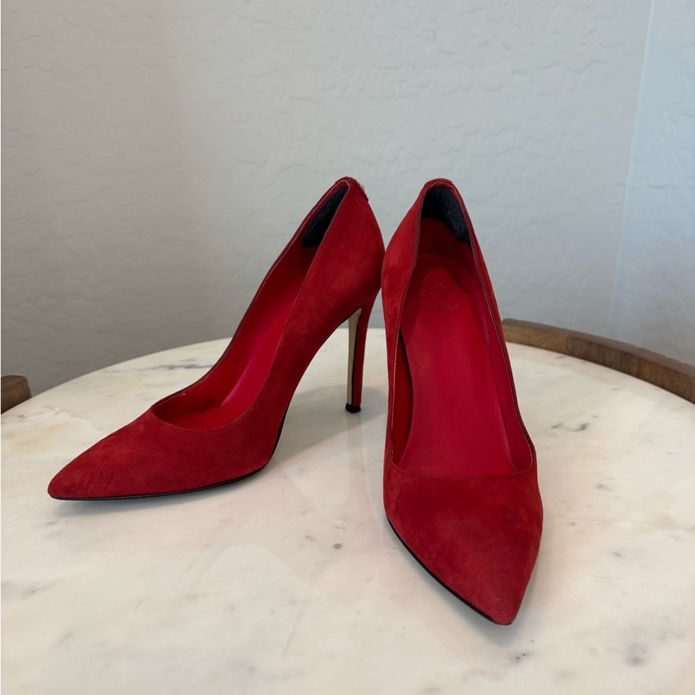 Guess Dark Red Suede Heels